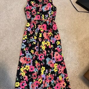 Kate Spade Black Floral Dress with Pink and Yellow Accents